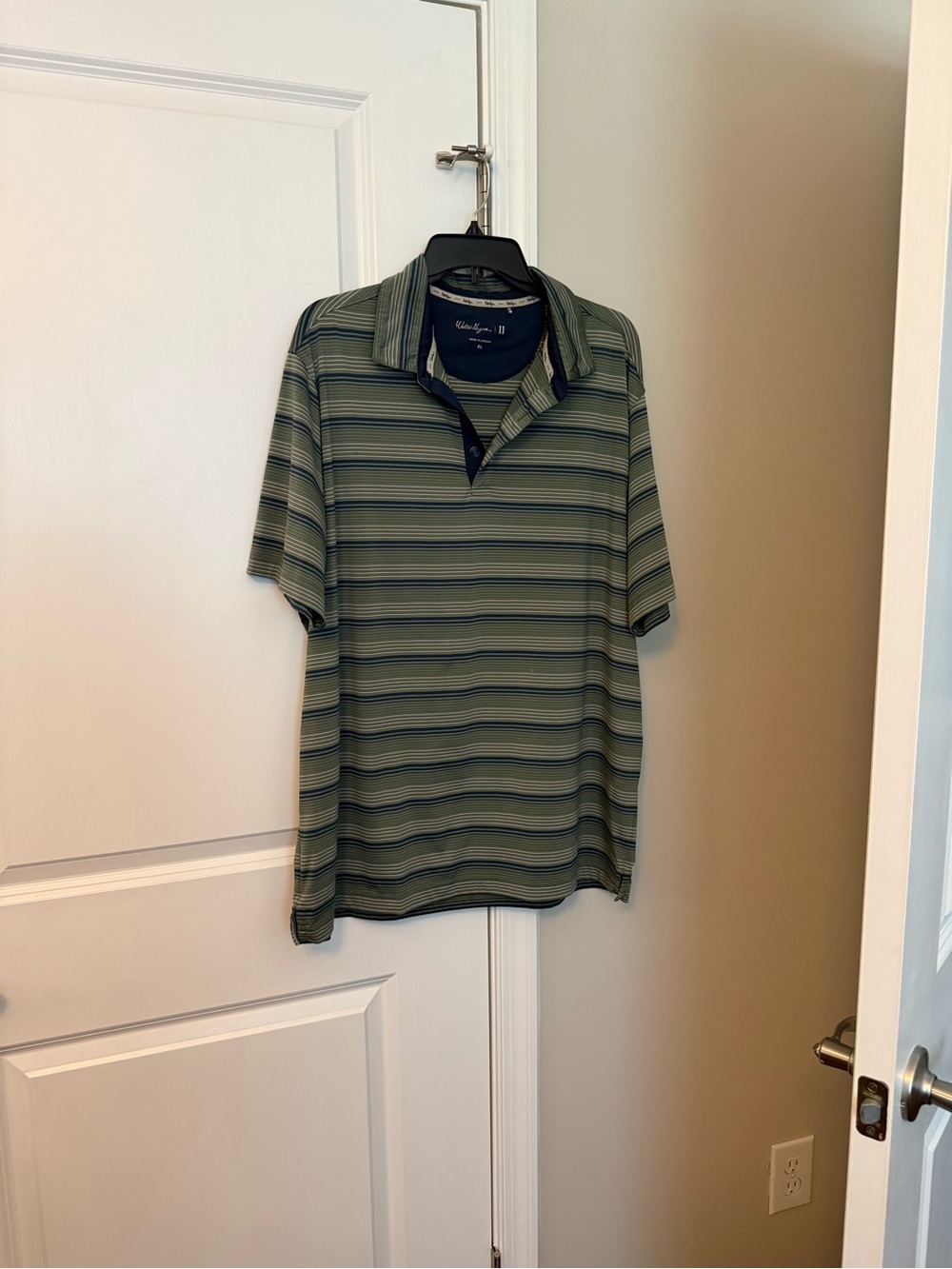 Walter Hagen Olive and Navy Striped Polo Shirt